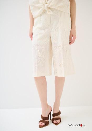 Embroidered Cotton Bermuda with buttons with zip with pockets - ph 2