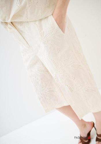 Embroidered Cotton Bermuda with buttons with zip with pockets - ph 3