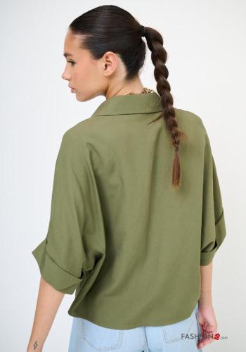 Camicia in Lino maniche corte con colletto con bottoni con tasche - ph 3