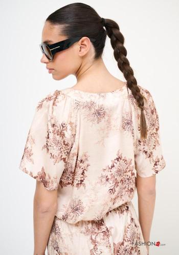 Blusa maniche corte Fantasia floreale scollo a V - ph 3