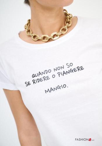 T-shirt em Algodão manga curta gola redonda Padrão escrito - ph 2