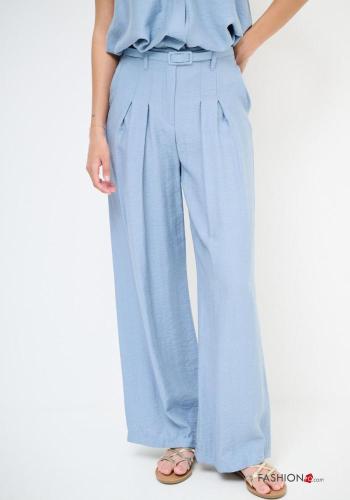 Pantalone wide leg con tasche con cintura con zip - ph 2