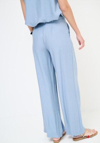 Pantalone wide leg con tasche con cintura con zip - ph 3