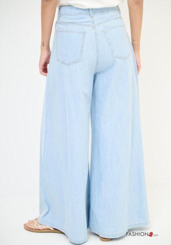 Jeans in Cotone vita alta wide leg con tasche con bottoni con zip - ph 3