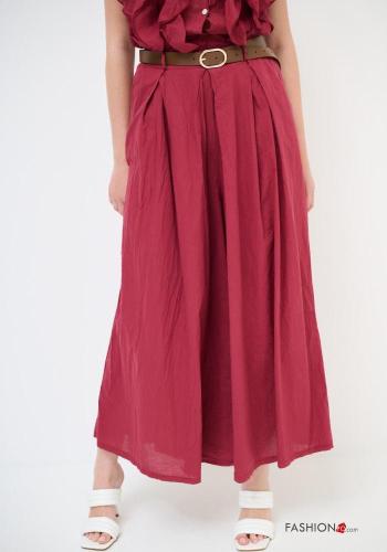 Pantalone in Cotone wide leg con cintura con tasche - ph 2