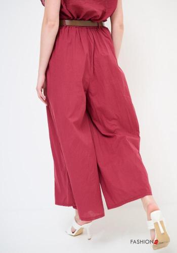 Pantalone in Cotone wide leg con cintura con tasche - ph 3