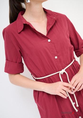 Abito chemisier in Cotone maniche lunghe con colletto con corda con bottoni con cintura con balze - ph 2