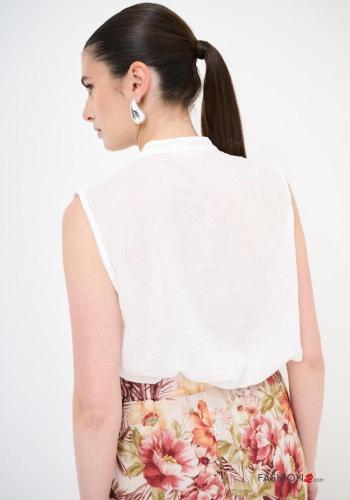 Camicia in Cotone senza maniche con balze con bottoni - ph 3