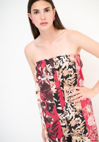 Blätterdruck ärmellos wide leg Overall aus Baumwolle mit gummizug - ph 2
