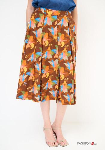 Gonna in Cotone a ruota Fantasia floreale con tasche con elastico - ph 2