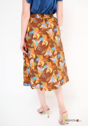 Gonna in Cotone a ruota Fantasia floreale con tasche con elastico - ph 3