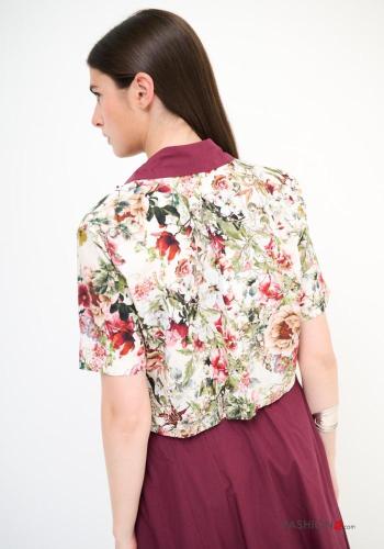 Camicia in Cotone maniche corte con colletto Fantasia floreale con bottoni con nodo - ph 3