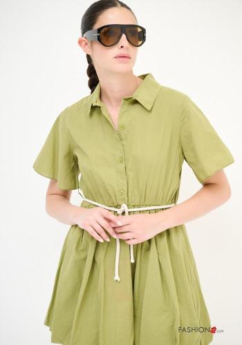 Abito in Cotone maniche corte con cintura in stoffa - ph 2