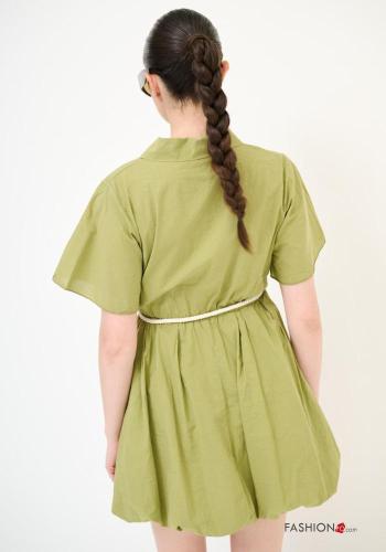 Abito in Cotone maniche corte con cintura in stoffa - ph 3
