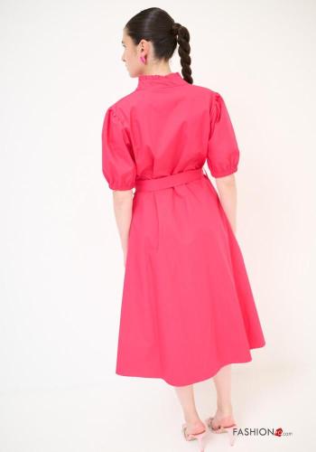 kurze ärmel Blusenkleid aus Baumwolle mit stoffgürtel - ph 3