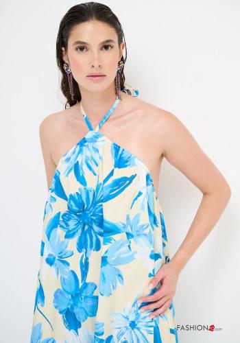 Abito in Cotone senza maniche scollato sulla schiena Fantasia floreale con fiocco - ph 2