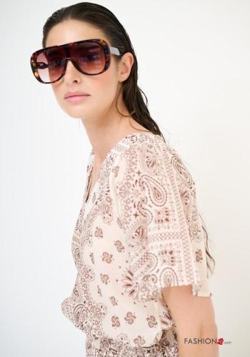 Paisley Muster Bluse aus Baumwolle mit V-Ausschnitt - ph 2