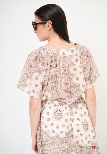 Paisley Muster Bluse aus Baumwolle mit V-Ausschnitt - ph 3