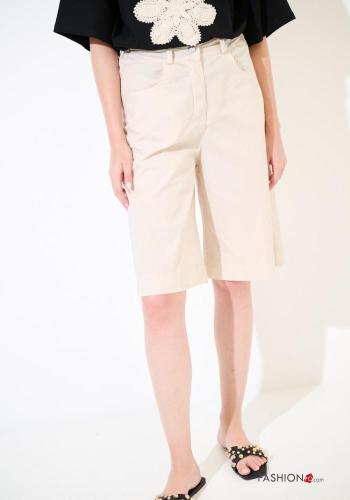 Bermuda in Cotone al ginocchio con elastico con zip con bottoni con tasche - ph 2