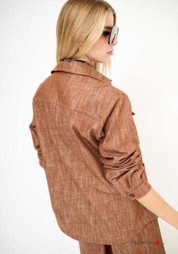 Giacca in Cotone maniche lunghe con colletto con bottoni con tasche - ph 4