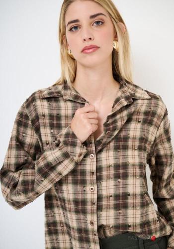 Camicia in Cotone maniche lunghe con colletto Fantasia tartan con bottoni - ph 2