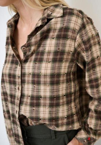 Camicia in Cotone maniche lunghe con colletto Fantasia tartan con bottoni - ph 3