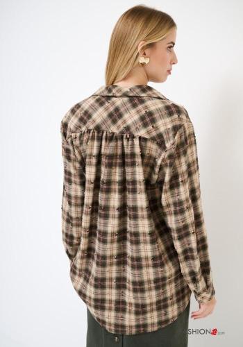 Camicia in Cotone maniche lunghe con colletto Fantasia tartan con bottoni - ph 4