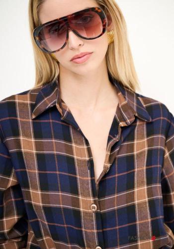 Tartan-Muster lange ärmel mit kragen Hemd mit Knöpfen - ph 2