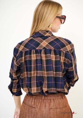 Tartan-Muster lange ärmel mit kragen Hemd mit Knöpfen - ph 3