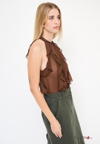 ärmellos Top mit Volants mit Knöpfen - ph 3