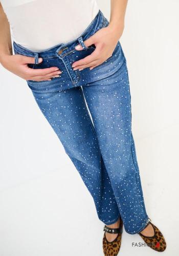 Jeans in Cotone denim con strass - ph 2