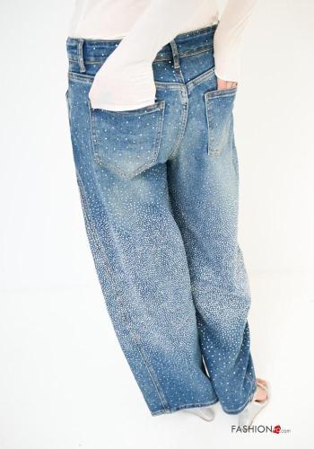 Calças de ganga em Algodão denim com strass - ph 3