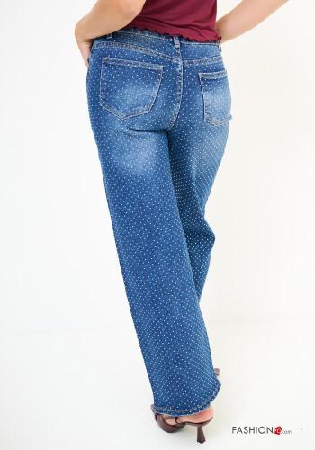 Calças de ganga em Algodão denim com strass - ph 2