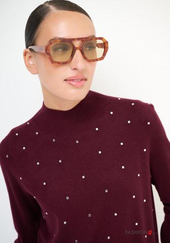 Pull en Mélange de Laine manches longues à col roulé avec strass - ph 2