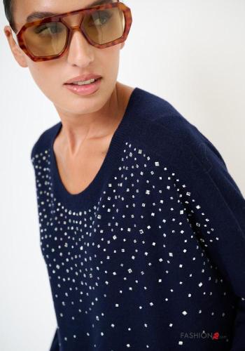 Jersey de Mezcla de Lana manga larga cuello redondo con brillantes - ph 2
