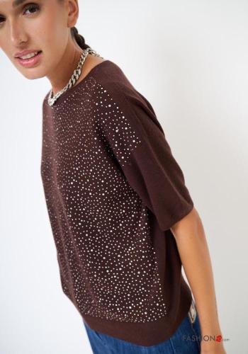 Maglione in Misto Lana maniche corte con strass - ph 2