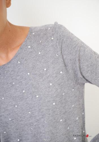 Jersey de Mezcla de Lana manga larga cuello redondo con brillantes - ph 2