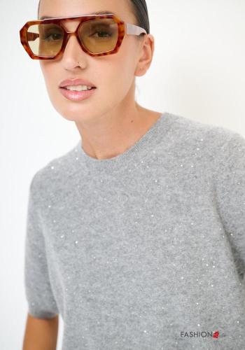 kurze ärmel Strickpullover aus Kaschmir-Mischung - ph 2