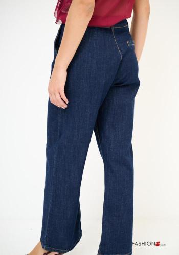Jeans in Cotone vita alta wide leg con tasche con bottoni con zip - ph 3
