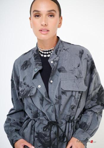 Leaf print Jacket with pockets - ph 2
