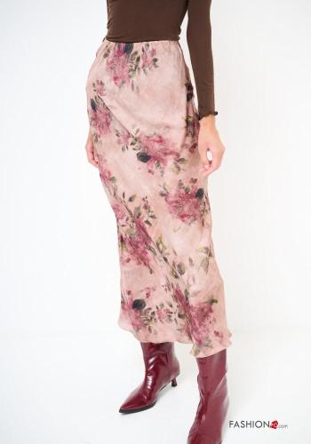 Gonna raso Fantasia floreale con elastico - ph 2