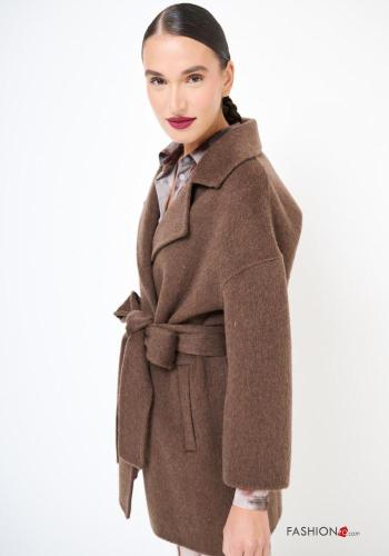 Cappotto in Misto Lana con tasche con cintura in stoffa - ph 2