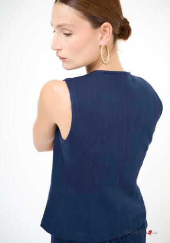 Chaleco de Algodón cuello redondo con botones con bolsillos - ph 2