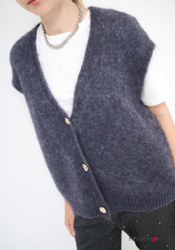 Gilet en Mélange de Laine sans manches à boutons à col en V - ph 2