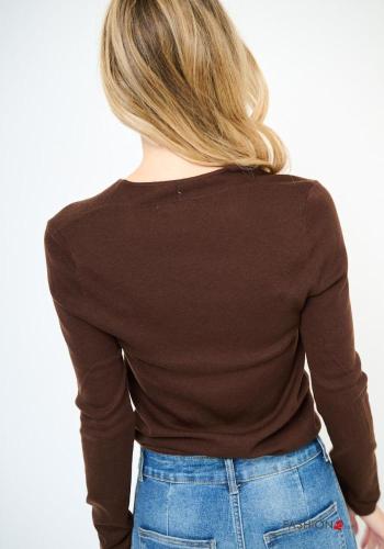 Maglione in Misto Lana maniche lunghe con bottoni scollo a V - ph 3