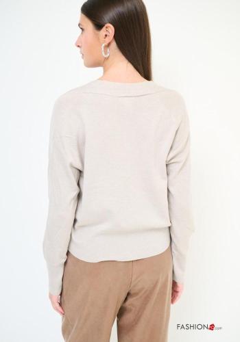 Cardigan in Misto Lana maniche lunghe con bottoni scollo a V - ph 2