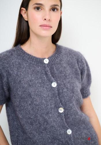 Gilet en Mélange de Laine manches courtes col rond à boutons - ph 2
