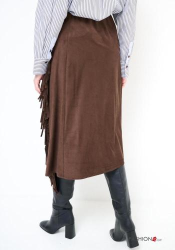 Suede Longuette Skirt with fringe with elastic - ph 4