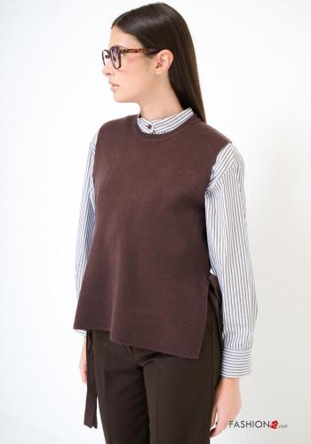 sleeveless crew neck Sweater with bow with split - ph 2