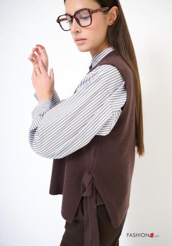 sleeveless crew neck Sweater with bow with split - ph 3